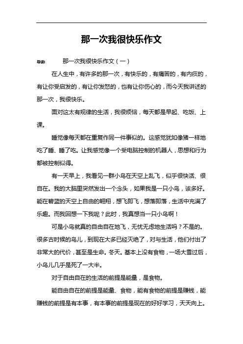 那一次我很快乐作文