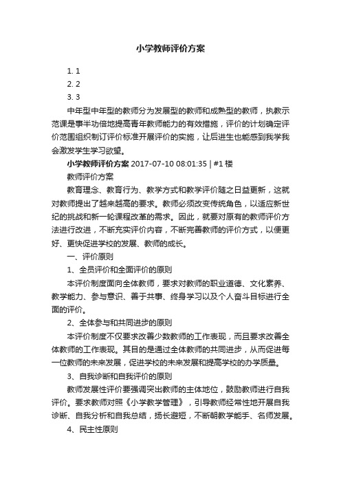 小学教师评价方案