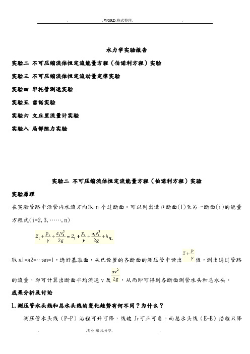 流体力学实验报告思考题详细指导