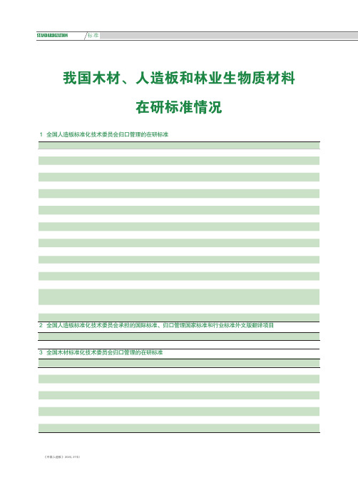 我国木材、人造板和林业生物质材料在研标准情况