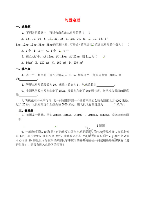 山东省郯城县红花镇中考数学专题复习专题五(21)勾股定理当堂达标题