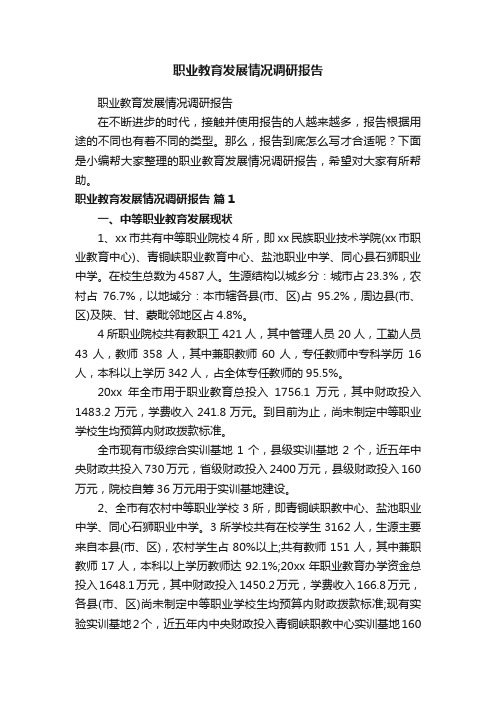 职业教育发展情况调研报告