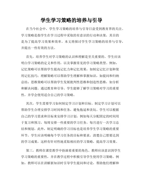 学生学习策略的培养与引导