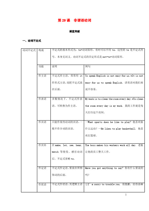 中考英语复习 中考语法专项第29课非谓语动词基础知识