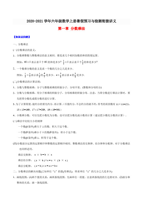 2020-2021学年六年级数学上册第一章 分数乘法(知识梳理+同步测试)