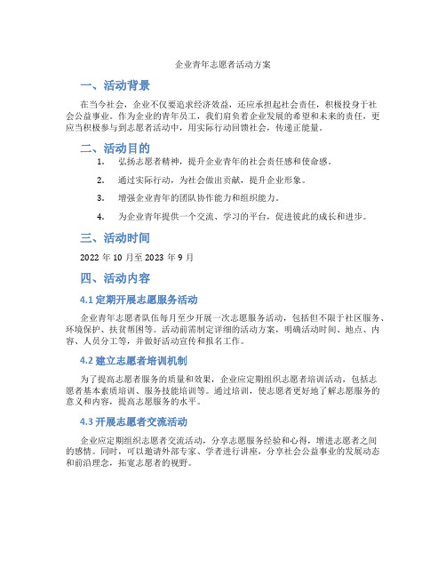 企业青年志愿者活动方案