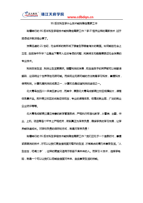 95后本科生学什么技术能找稳定高薪工作
