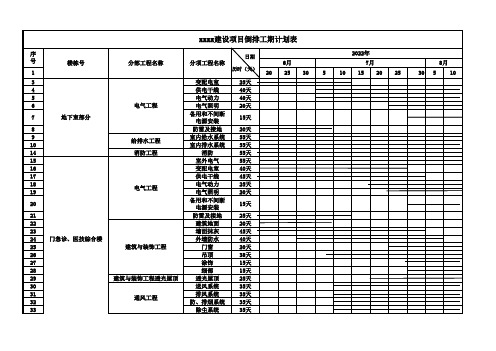 倒排工期计划表