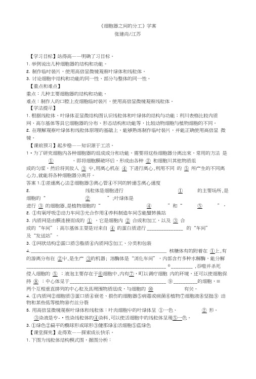 《细胞器——系统内的分工合作》学案.docx