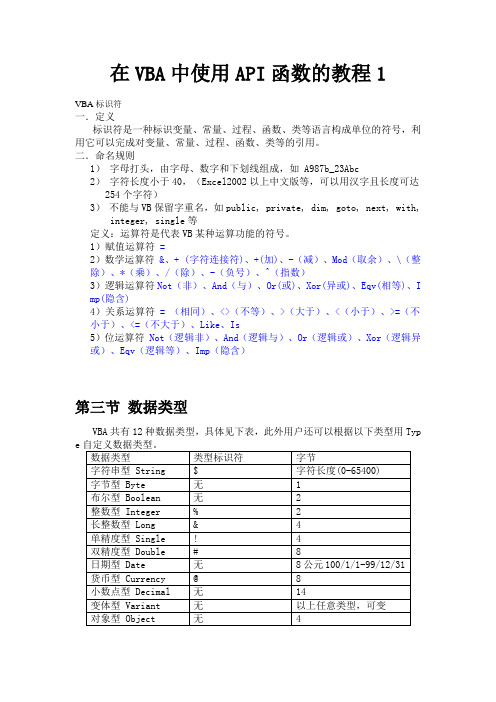 在VBA中使用API函数的教程1