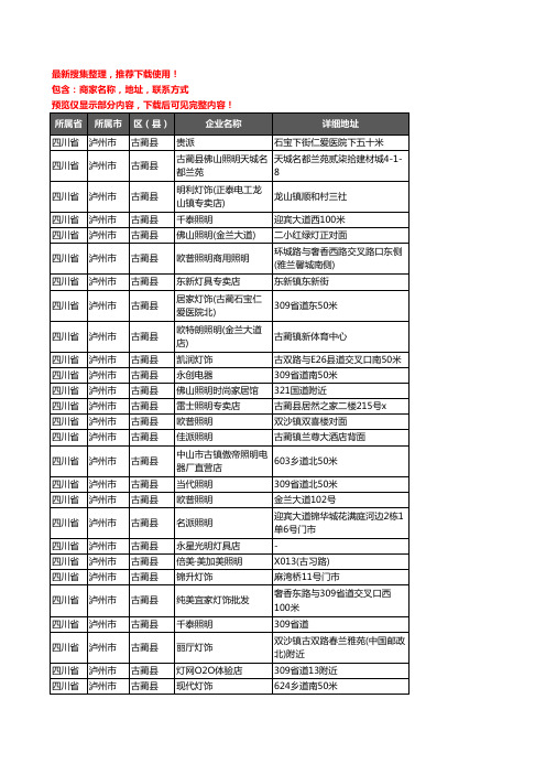 新版四川省泸州市古蔺县灯饰企业公司商家户名录单联系方式地址大全38家