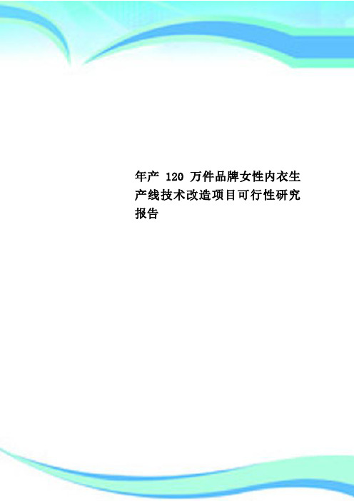 年产120 万件品牌女性内衣生产线技术改造项目可行性研究报告