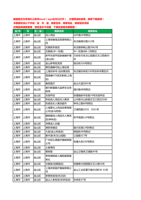 2020新版上海市上海市金山区保健品工商企业公司商家名录名单联系电话号码地址大全140家