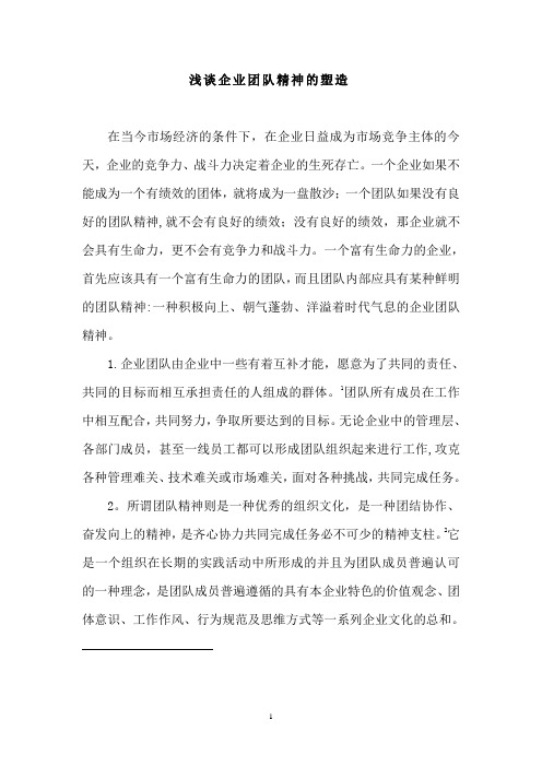 浅谈企业团队精神的塑造