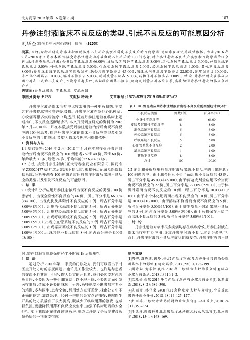 丹参注射液临床不良反应的类型、引起不良反应的可能原因分析