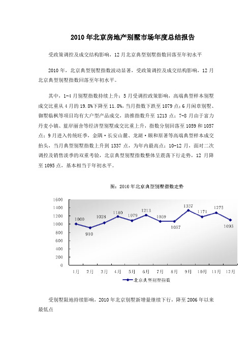 2010年北京房地产别墅市场年度总结报告