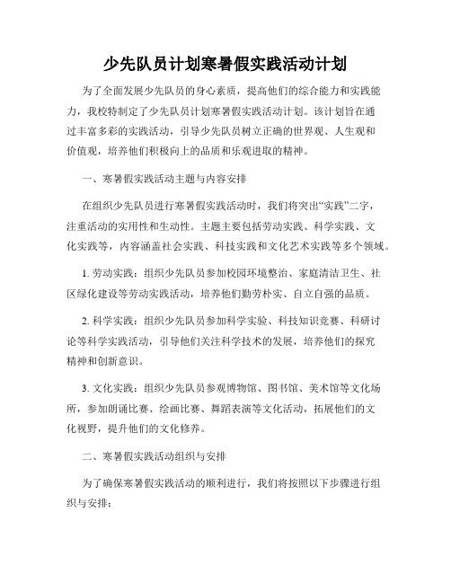 少先队员计划寒暑假实践活动计划