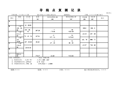 市政工程施记表(全新)