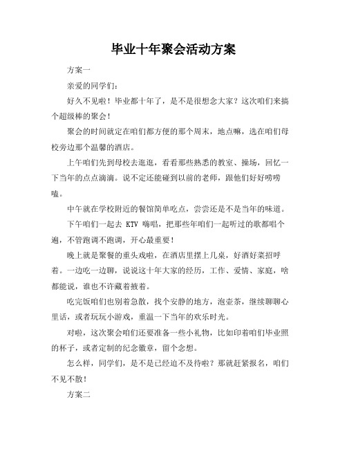 毕业十年聚会活动方案