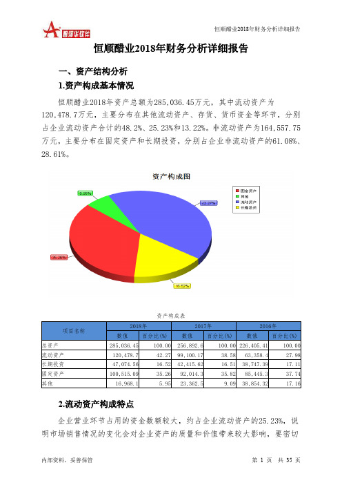 恒顺醋业2018年财务分析详细报告-智泽华