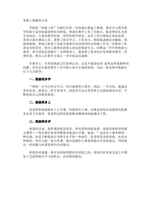 青蓝工程随笔文章