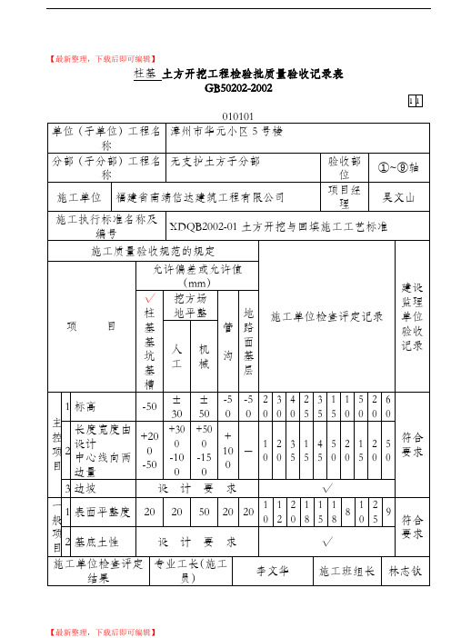 土建检验批表格填写示范(精编文档).doc