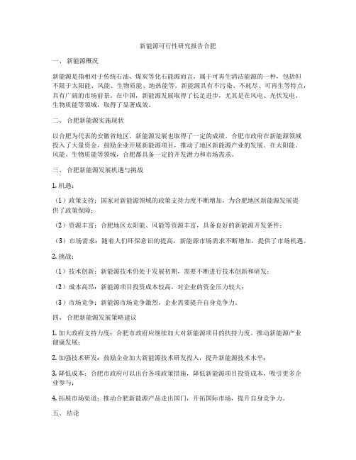 新能源可行性研究报告合肥