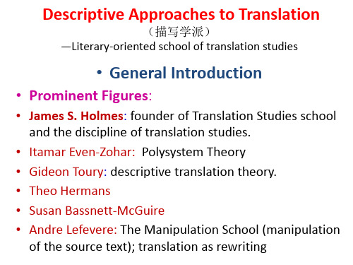 Descriptive Approaches to Translation