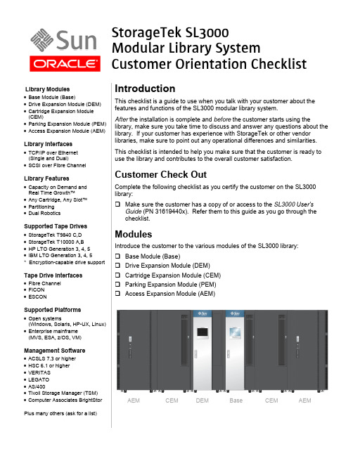 StorageTek SL3000 模块化库存系统客户方向指南说明书