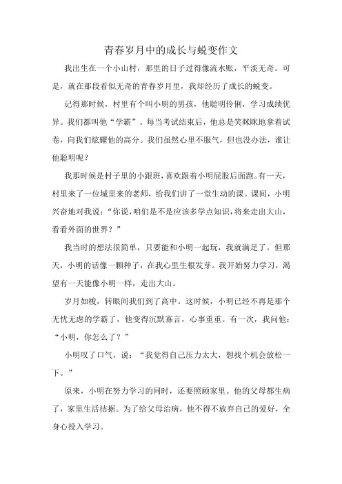 青春岁月中的成长与蜕变作文