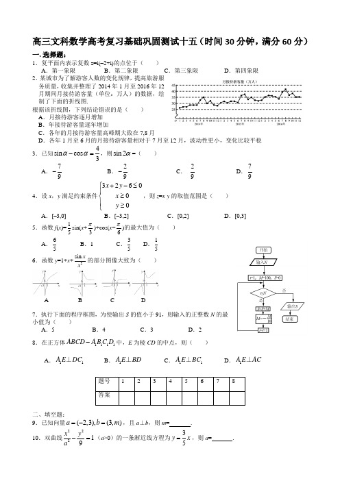 广西南宁市东盟中学2020届高考冲刺文科数学半小时限时训练15(包含答案)