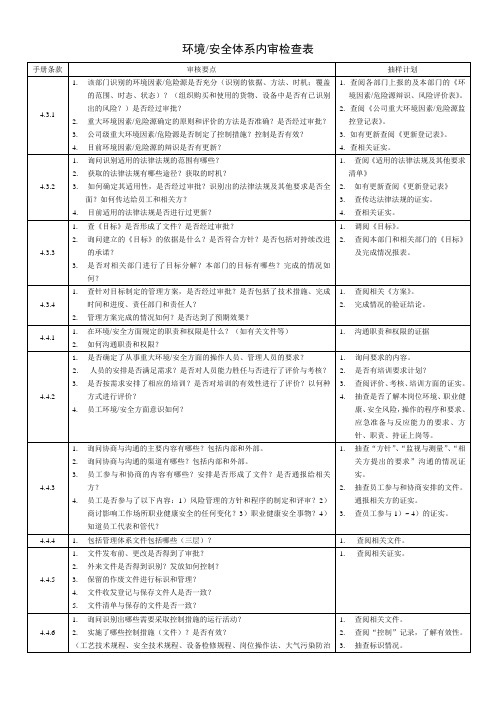 环境职业健康安全内审检查表