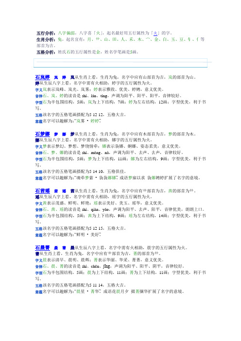 五行分析：八字偏弱,八字喜「火」,起名最好用五行属性为...