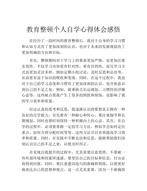 教育整顿个人自学心得体会感悟