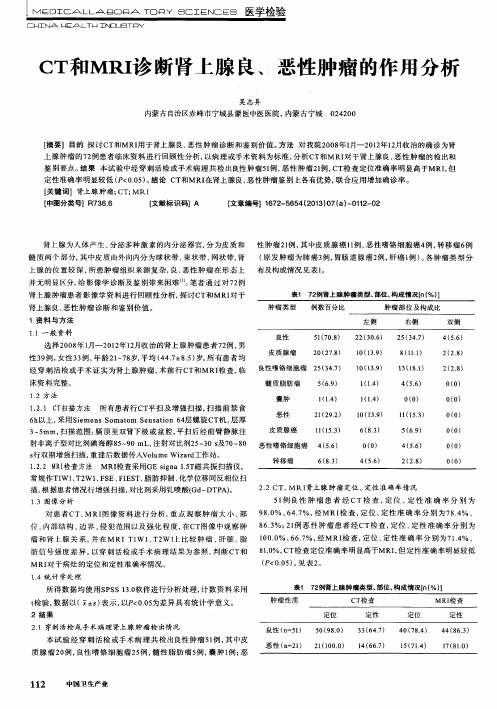 CT和MRI诊断肾上腺良、恶性肿瘤的作用分析