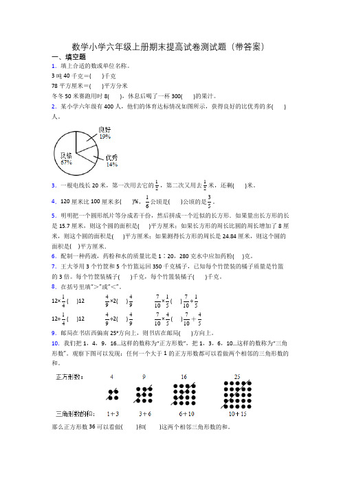 数学小学六年级上册期末提高试卷测试题(带答案)