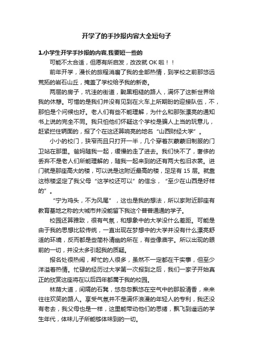 开学了的手抄报内容大全短句子