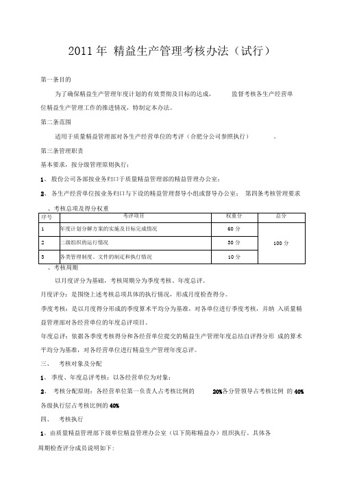 精益生产管理考核表格