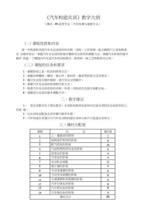 《汽车构造实训》教学大纲.doc