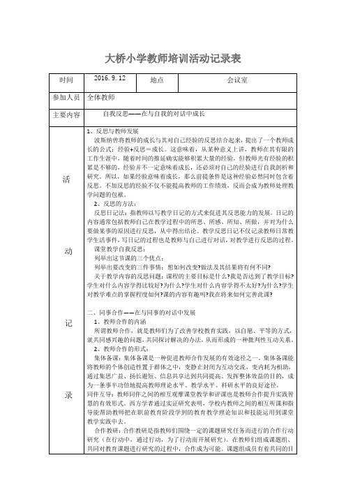 6.3教师培训活动记录表