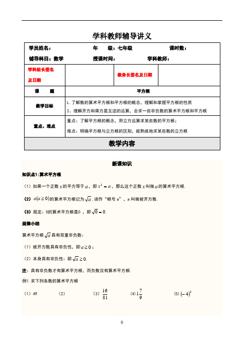 算术平方根、平方根知识点17191