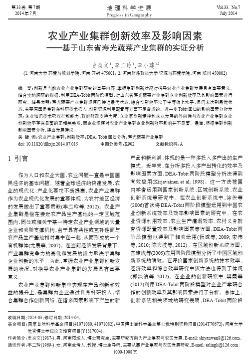 农业产业集群创新效率及影响因素——基于山东省寿光蔬菜产业集群的实证分析