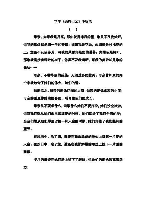 感恩母亲小练笔