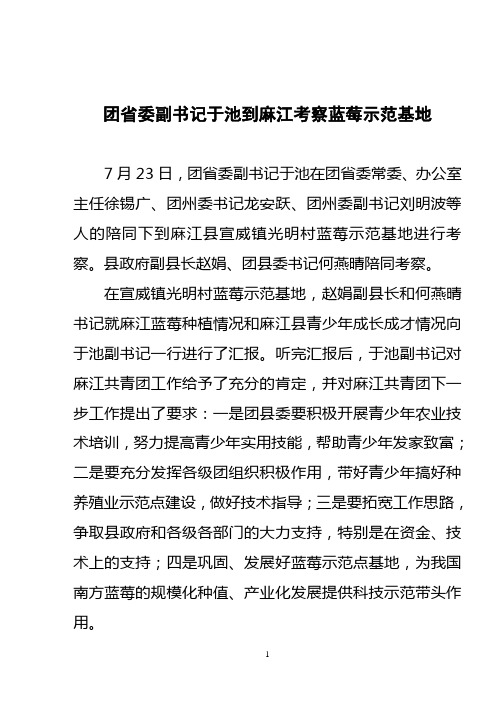 24.团省委副书记于池到麻江考察蓝莓示范基地