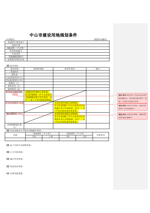 中山建设用地规划条件