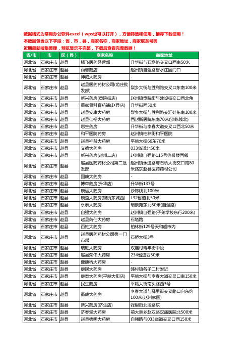 2020新版河北省石家庄市赵县药工商企业公司商家名录名单黄页联系电话号码地址大全118家