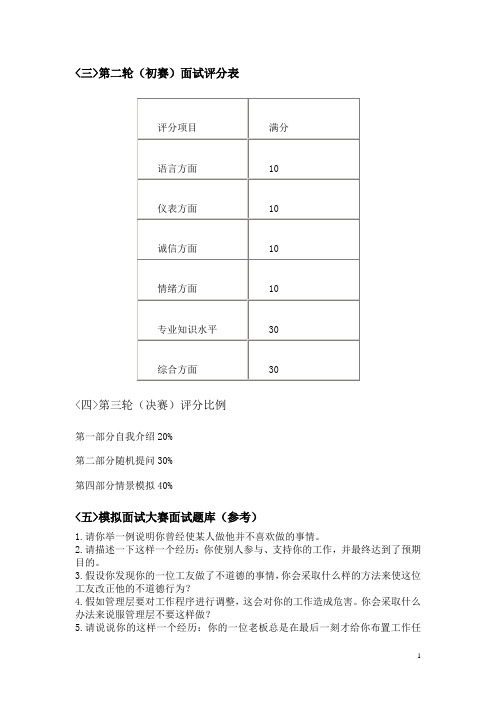 模拟面试大赛资料