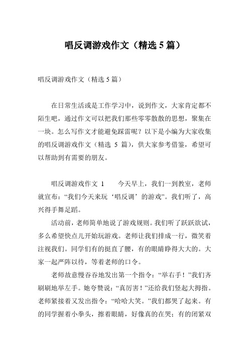 唱反调游戏作文(精选5篇)