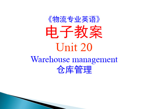 20《物流专业英语》-PPT-Unit-20-Warehouse-management