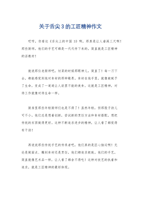 关于舌尖3的工匠精神作文